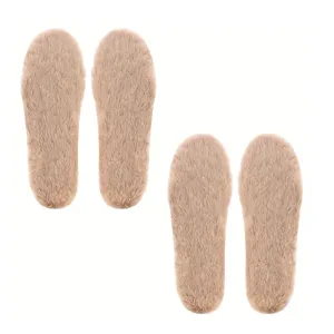 2 Pairs Faux Sheepskin Fluffy Warm Insoles For Winter, Comfortable Breathable Pads For Women & Men