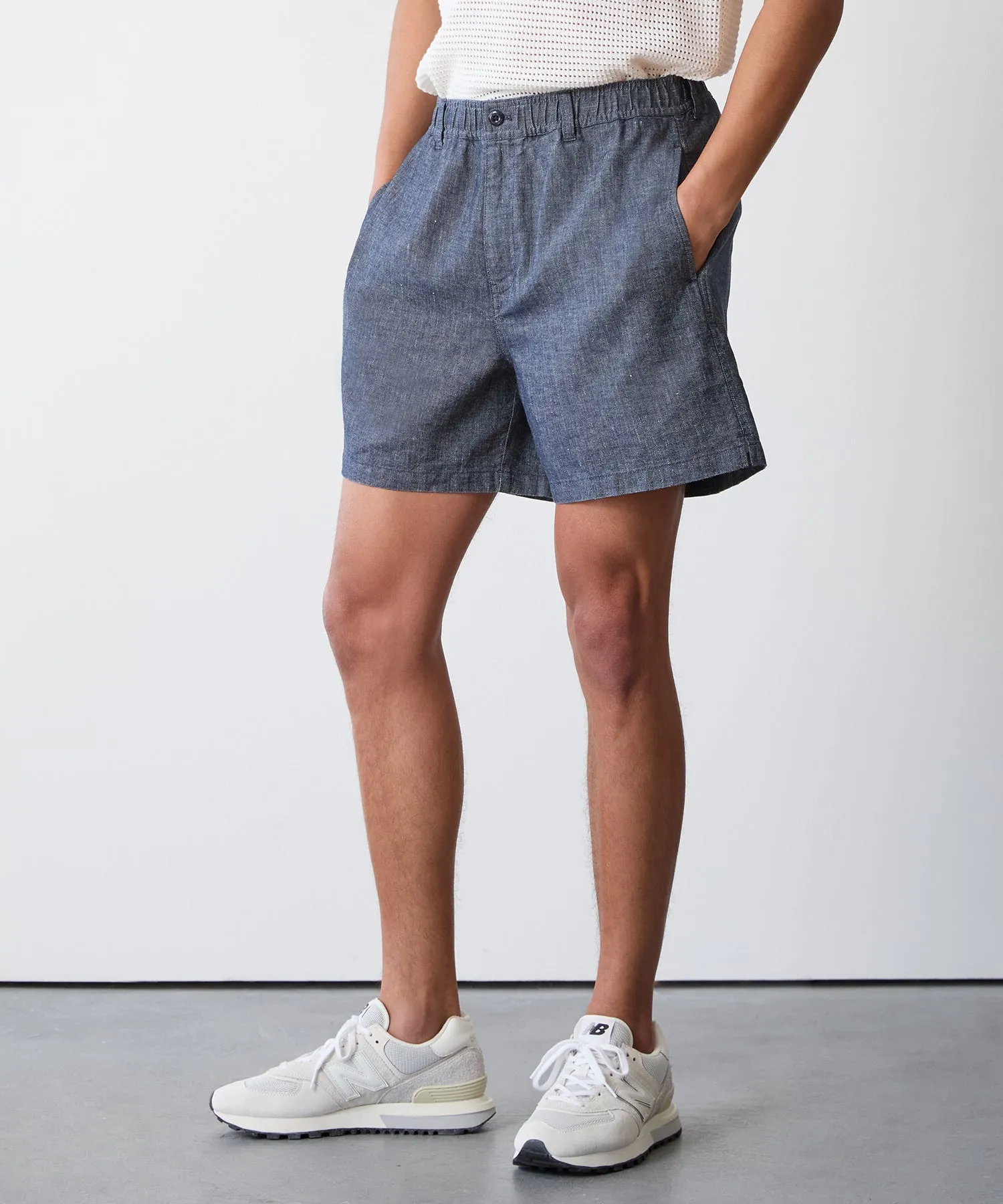 5" Linen Beachcomber Short in Chambray