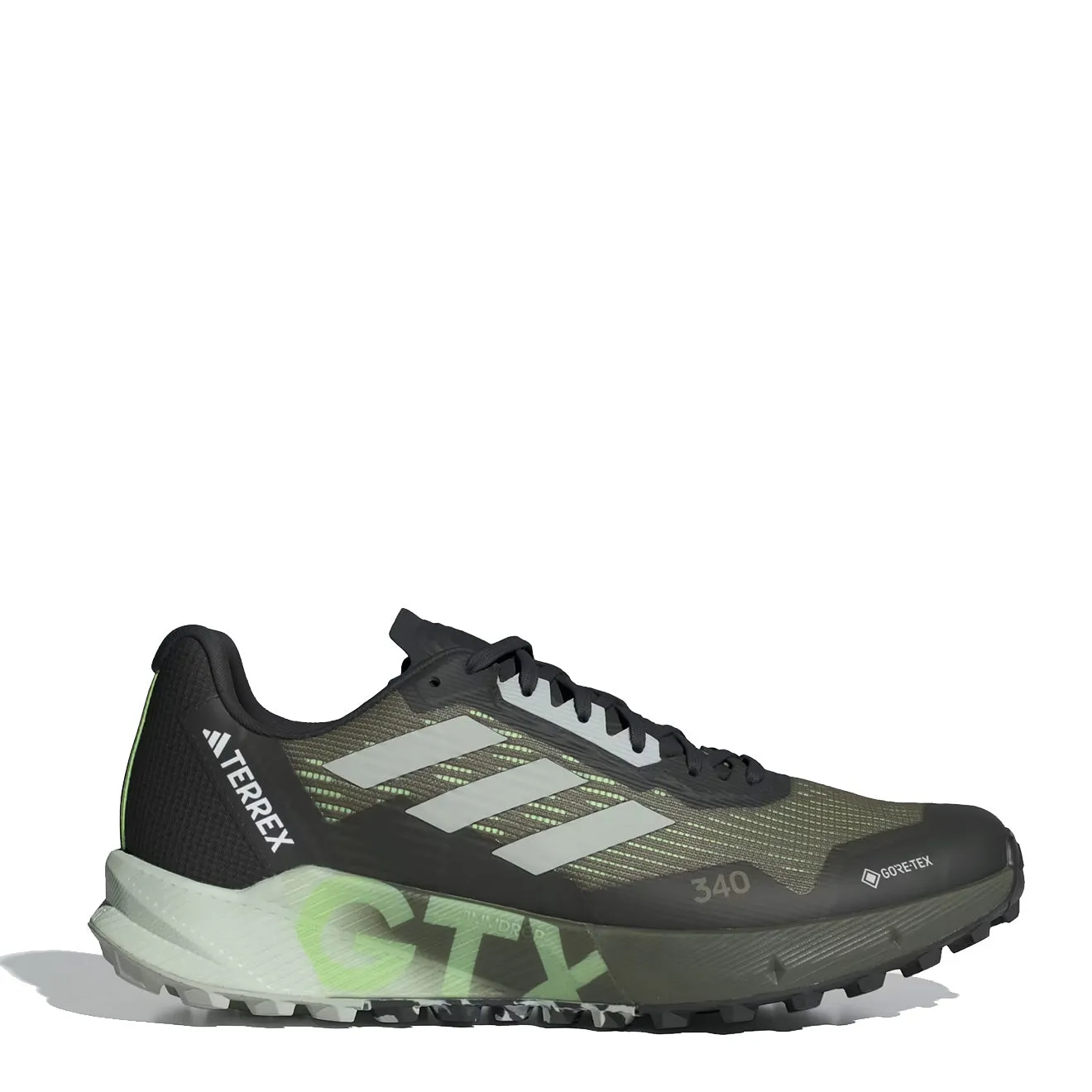 Adidas Terrex Agravic Flow Gore-Tex Trail Running Shoes 2.0 Olive Strata / Wonder Silver / Green Spark