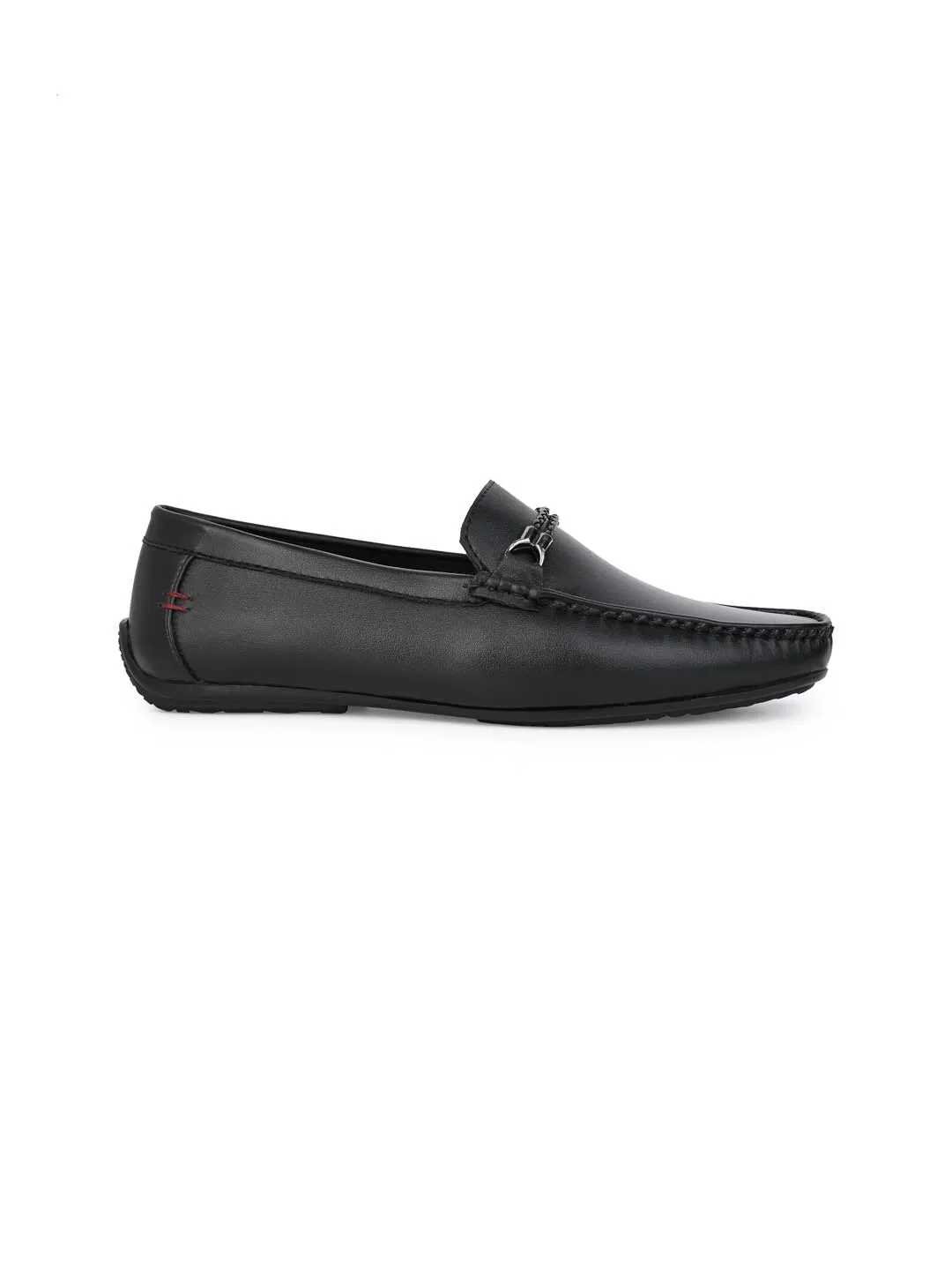 Alberto Torresi Black Burnish With TPR Sole Loafers For Men