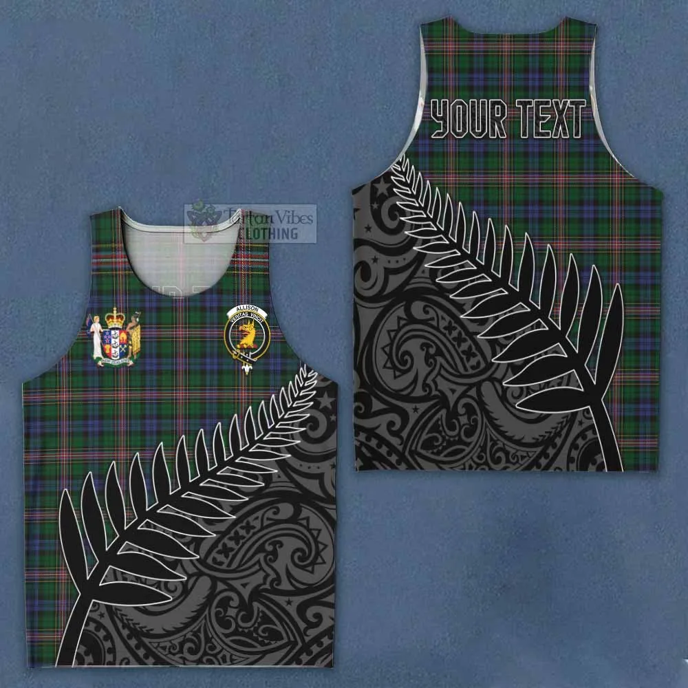 Allison Crest Tartan Men's Tank Top with New Zealand Silver Fern Half Style