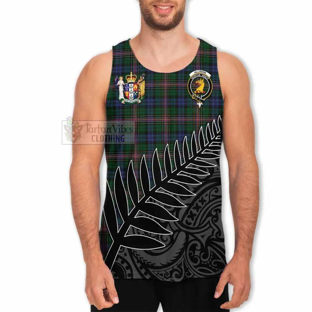 Allison Crest Tartan Men's Tank Top with New Zealand Silver Fern Half Style