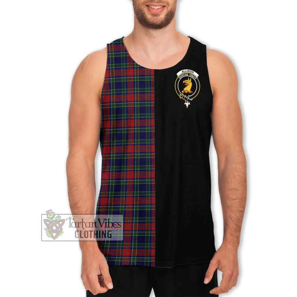 Allison Red Tartan Men's Tank Top with Family Crest and Half Of Me Style