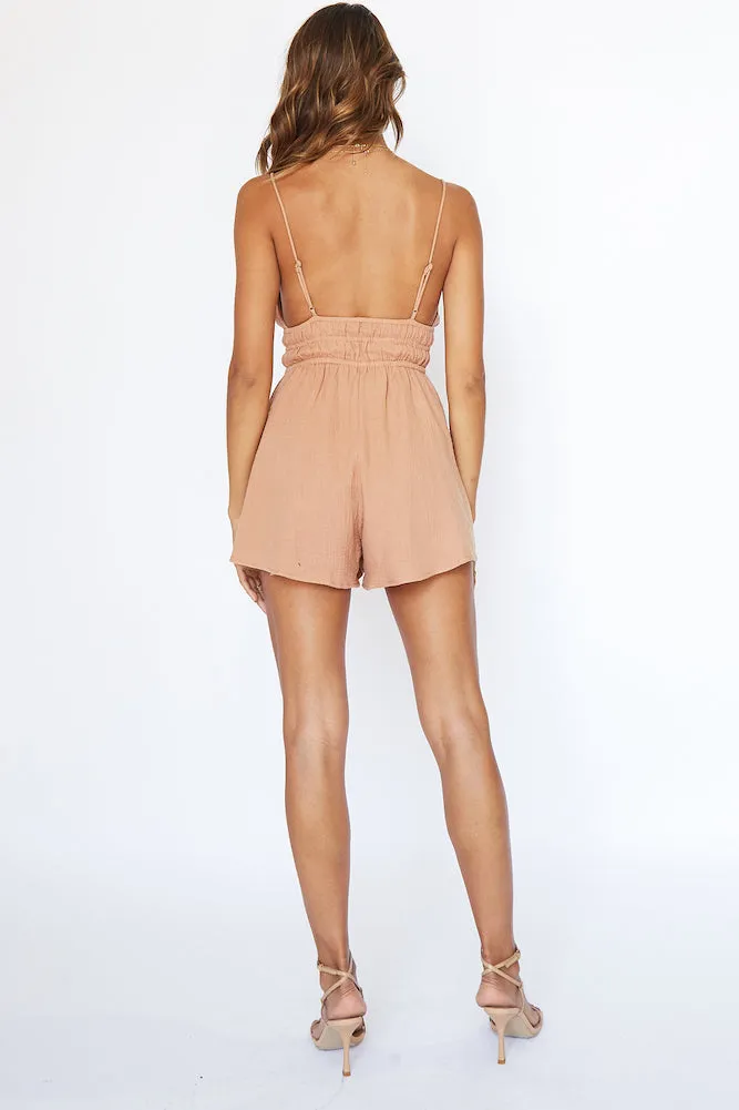 Amelia Romper Tan