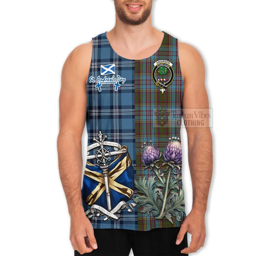 Anderson Tartan Men's Tank Top Happy St. Andrew's Day Half Tartan Style