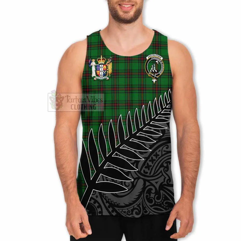 Anstruther Crest Tartan Men's Tank Top with New Zealand Silver Fern Half Style