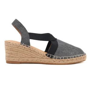 Anya Black Silver Espadrilles