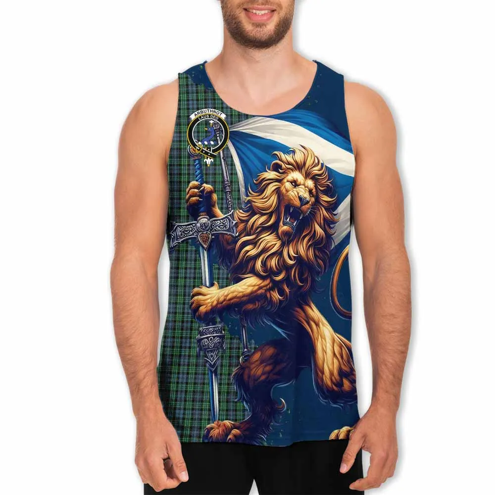 Arbuthnot Tartan Family Crest Men's Tank Top with Scottish Majestic Lion