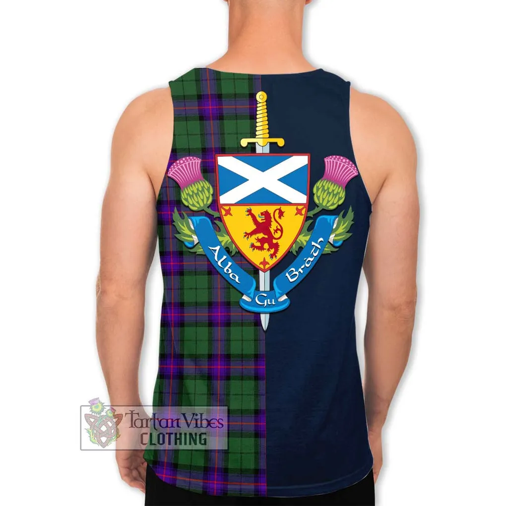 Armstrong Modern Tartan Men's Tank Top Alba with Scottish Lion Royal Arm Half Style