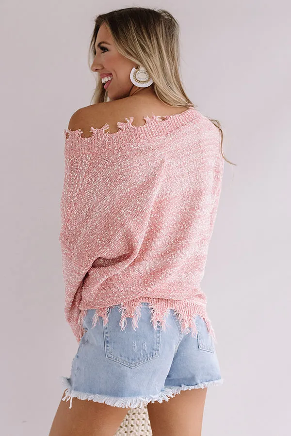 Bahama Sunrise Frayed Sweater in Blooming Dahlia