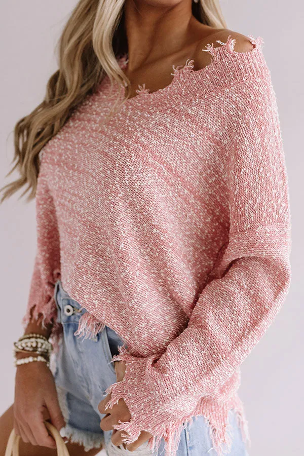 Bahama Sunrise Frayed Sweater in Blooming Dahlia