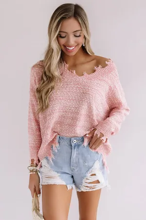 Bahama Sunrise Frayed Sweater in Blooming Dahlia