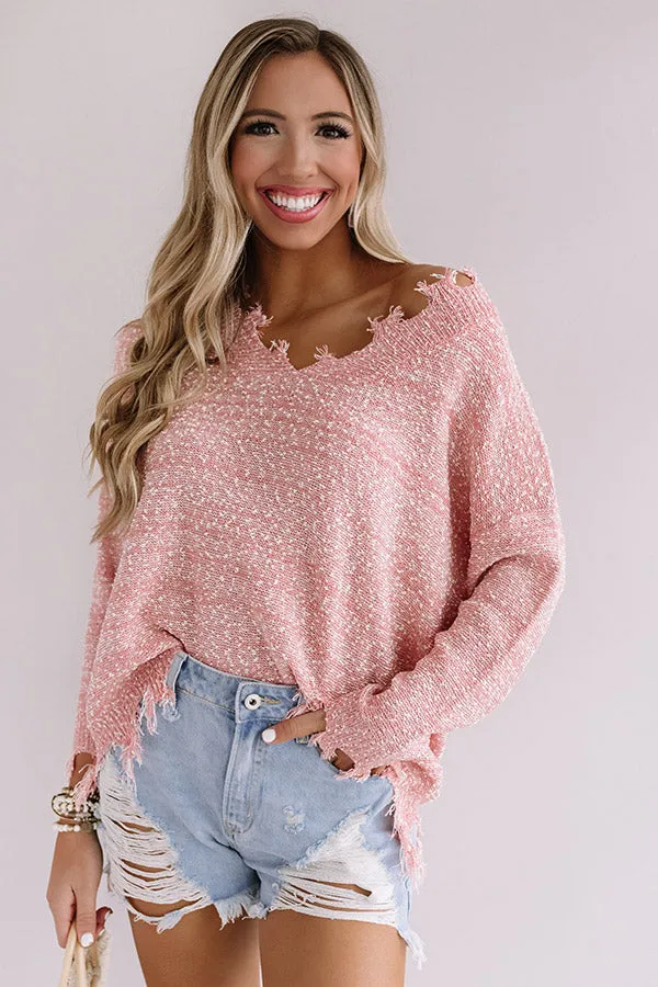 Bahama Sunrise Frayed Sweater in Blooming Dahlia