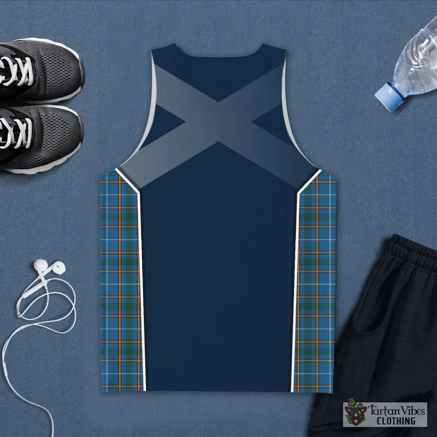 Bain Tartan Men's Tanks Top with Family Crest and Scottish Thistle Vibes Sport Style