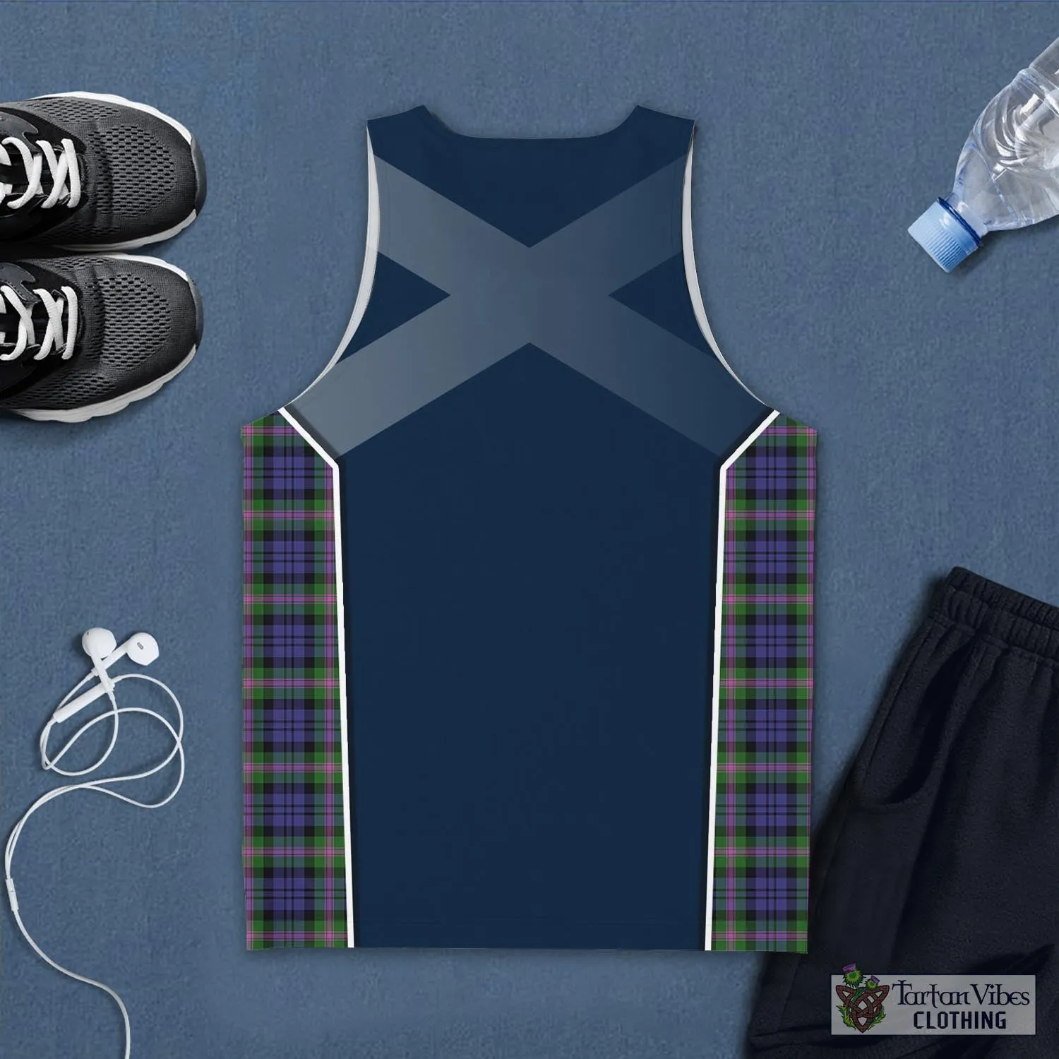 Baird Modern Tartan Men's Tanks Top with Family Crest and Scottish Thistle Vibes Sport Style