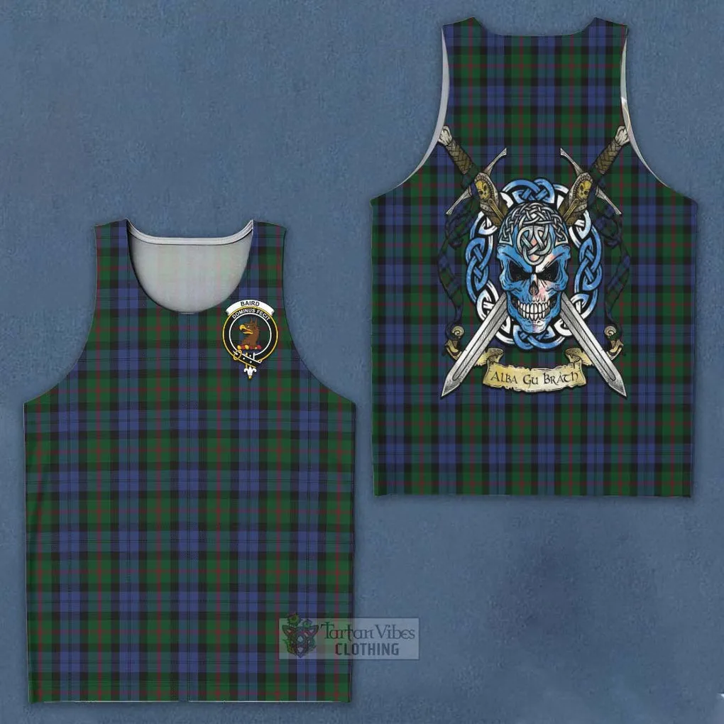 Baird Tartan Men's Tank Top with Family Crest Celtic Skull Style