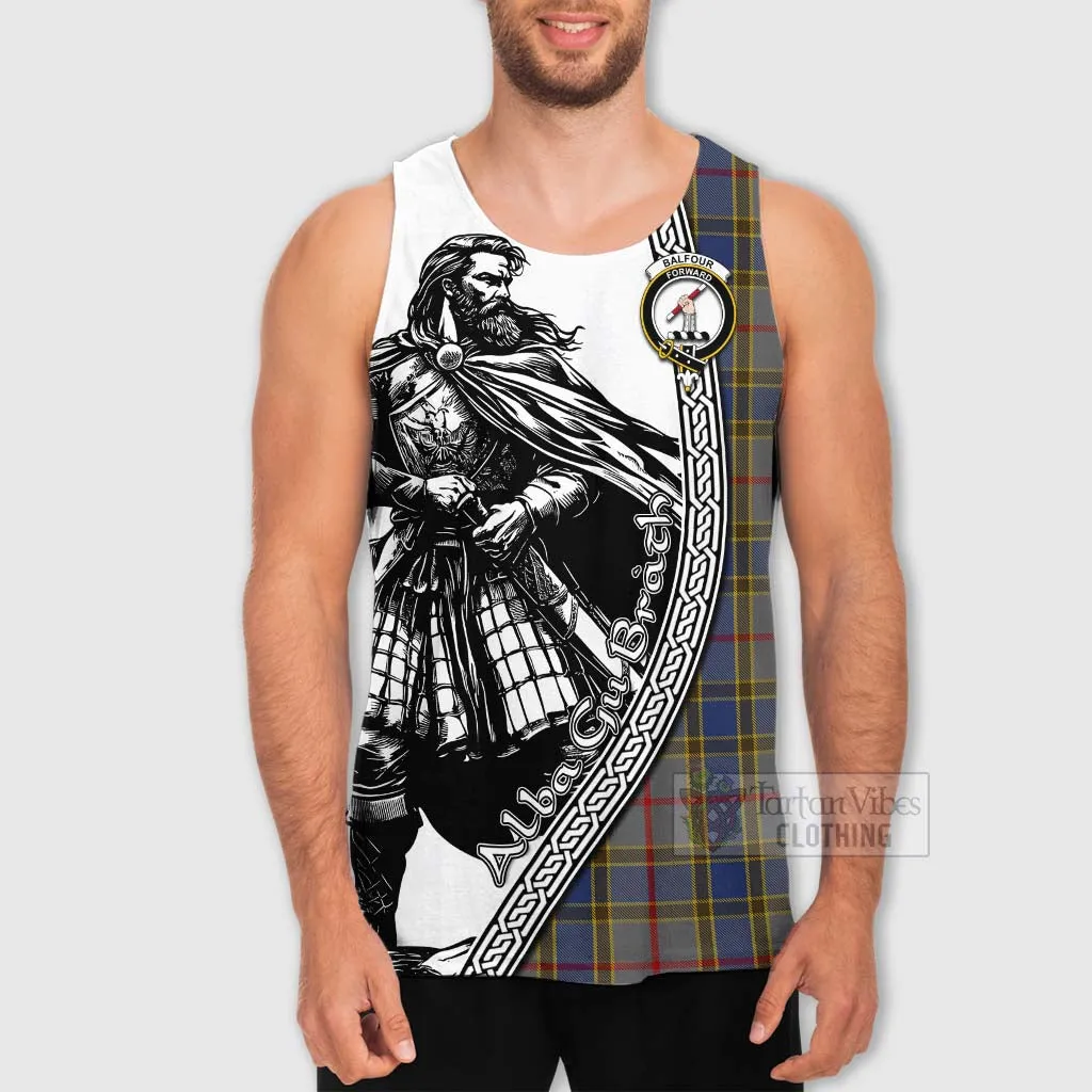 Balfour Tartan Clan Crest Men's Tank Top with Highlander Warrior Celtic Style