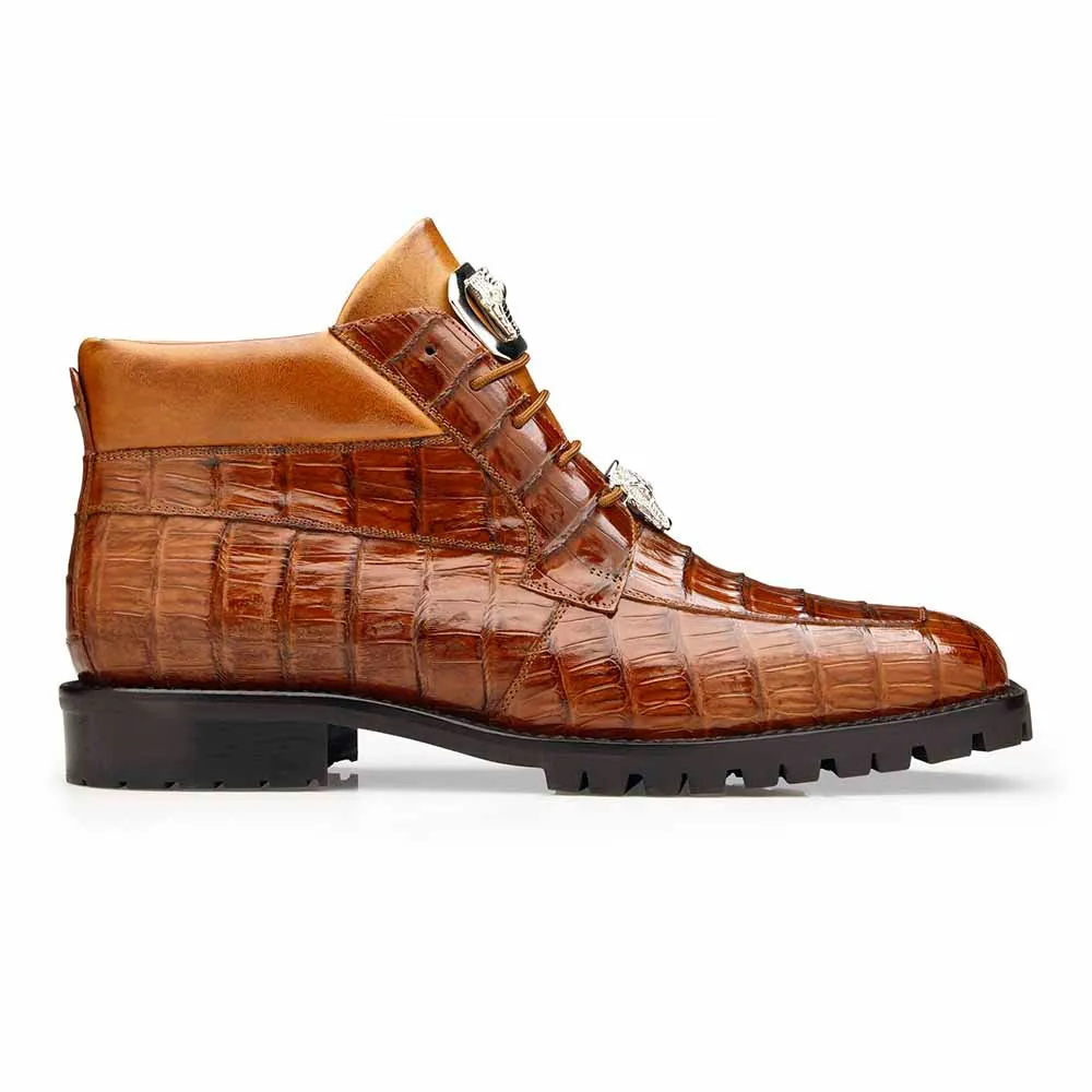 Belvedere Gallardo Genuine Caiman Crocodile Brown Boots For Men