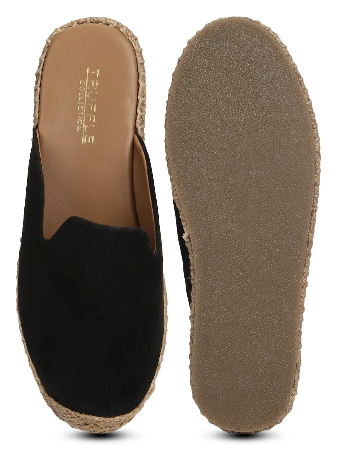 Black Micro Jute Slider Espadrilles