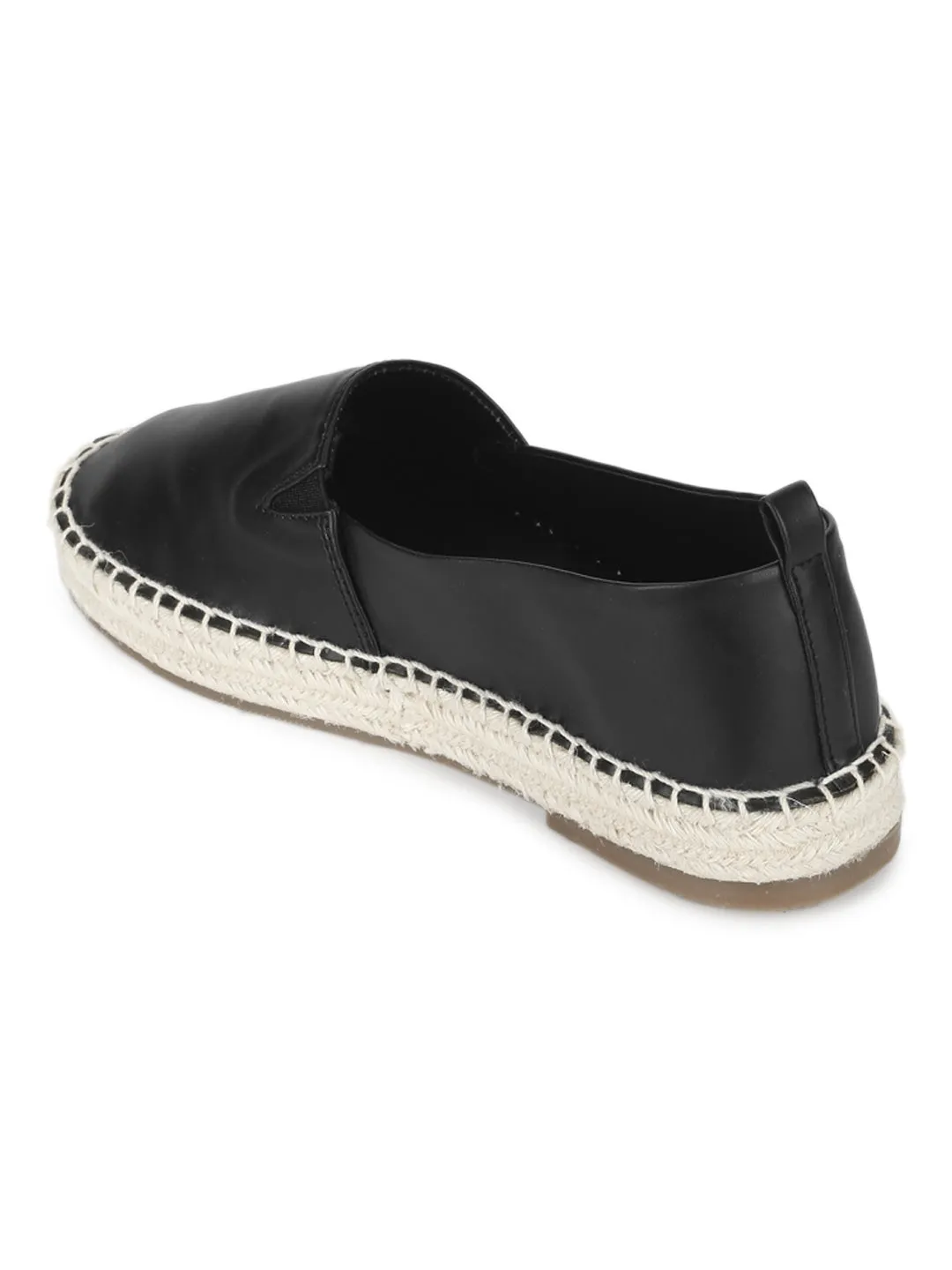 Black PU Slip On Espadrilles