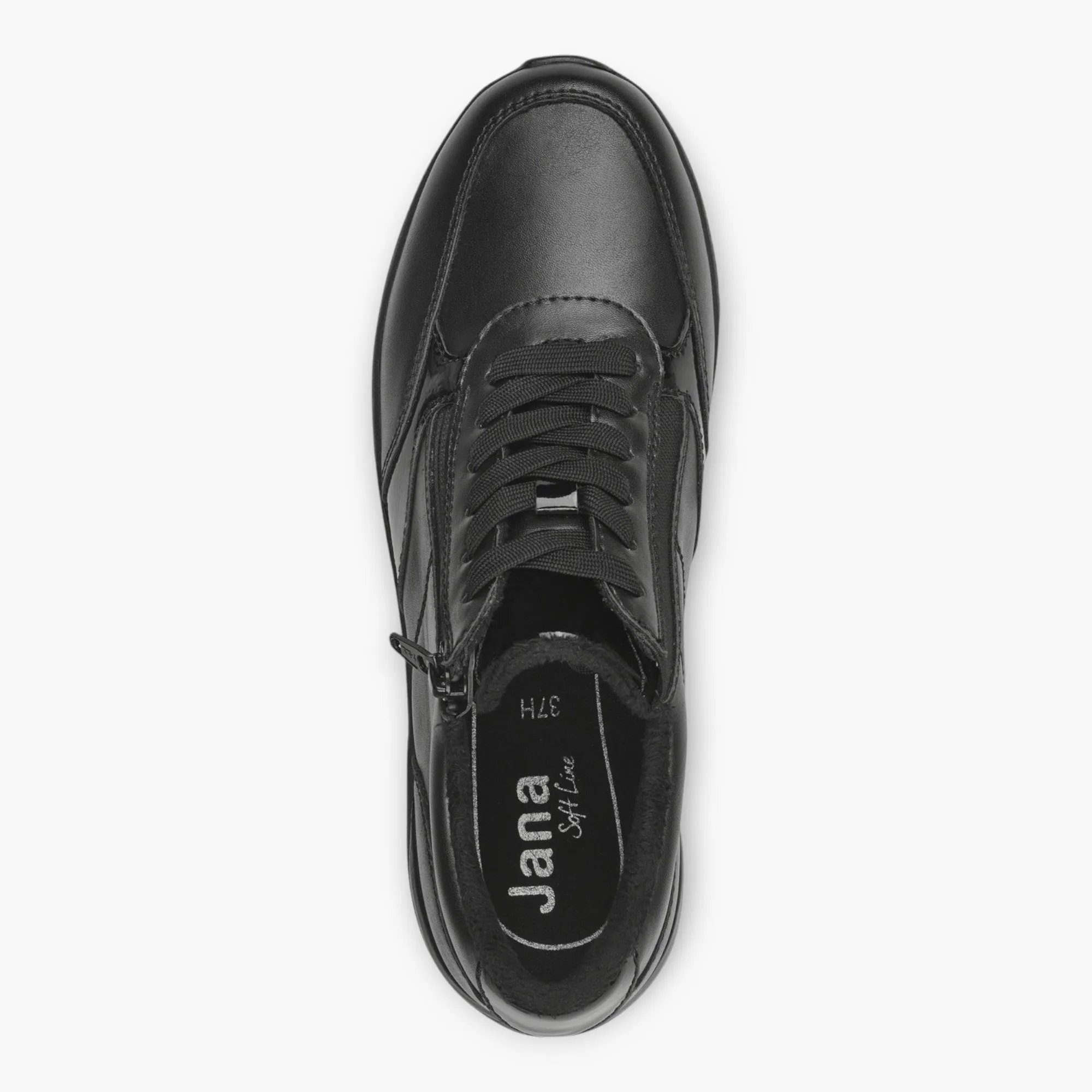 Black Women's Lace-Up Trainers with Zip – Comfortable Vegan Shoes