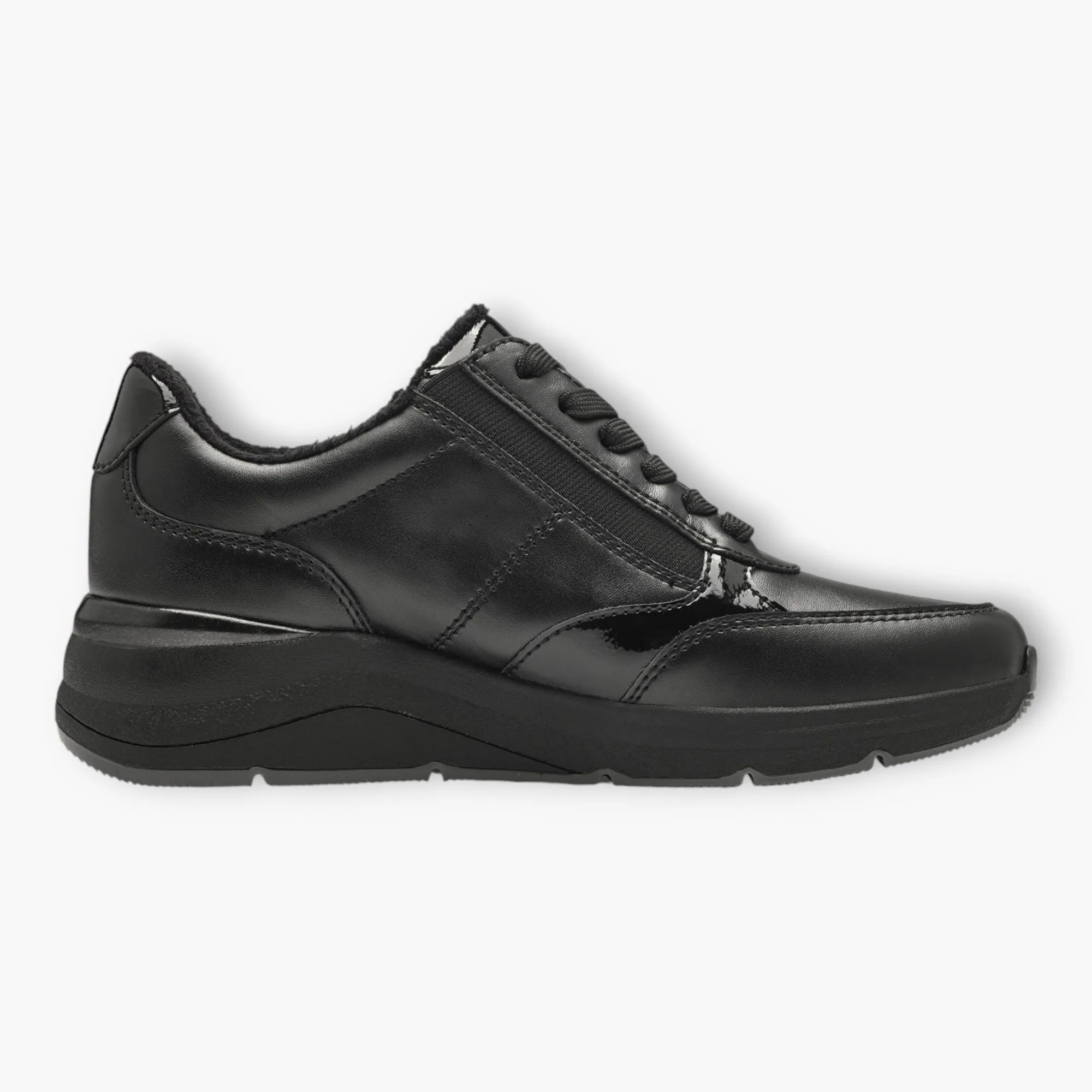 Black Women's Lace-Up Trainers with Zip – Comfortable Vegan Shoes