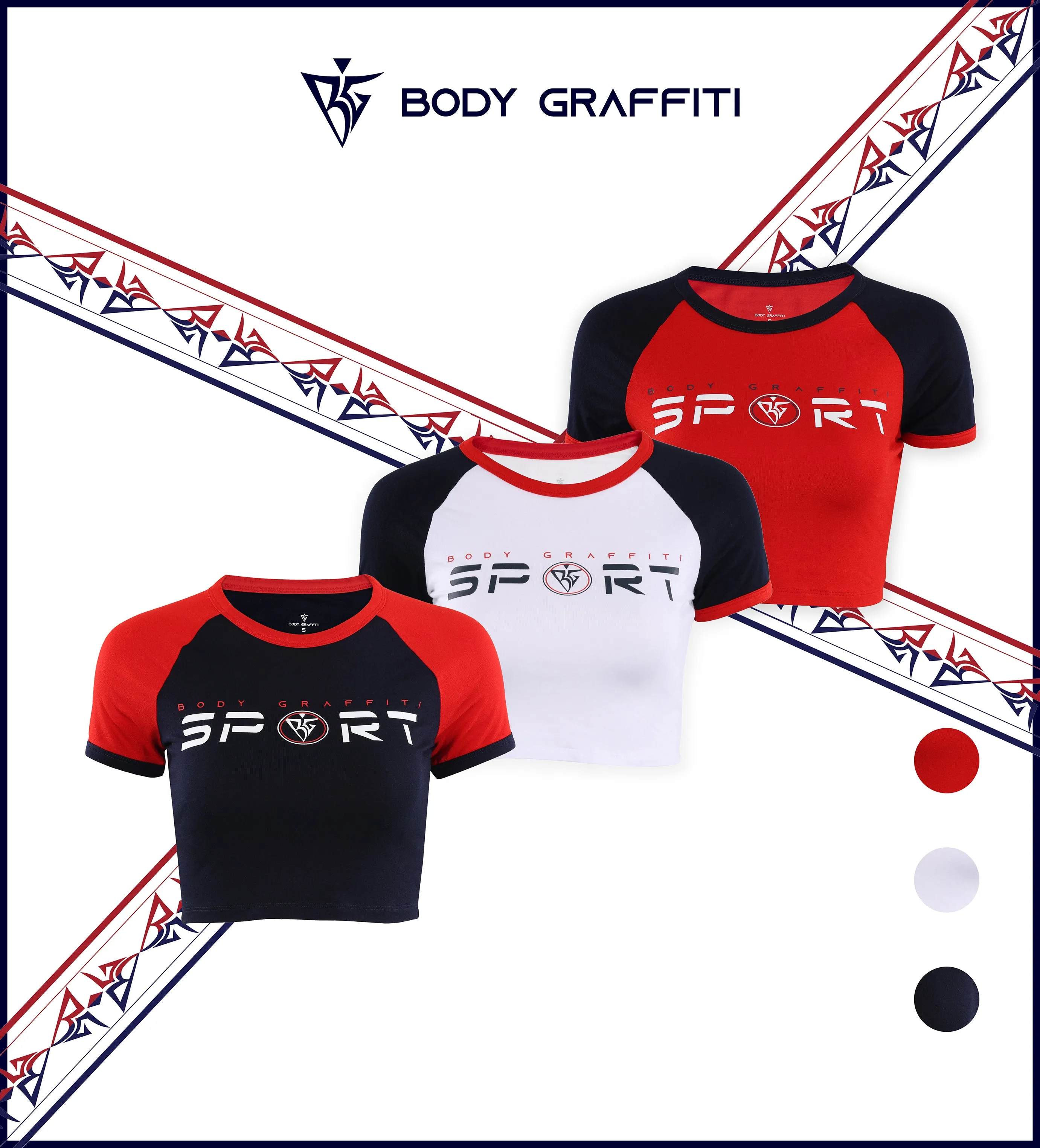 Body Graffiti SPORT 23 GOAT Slim Fit Women's Raglan Crop Top