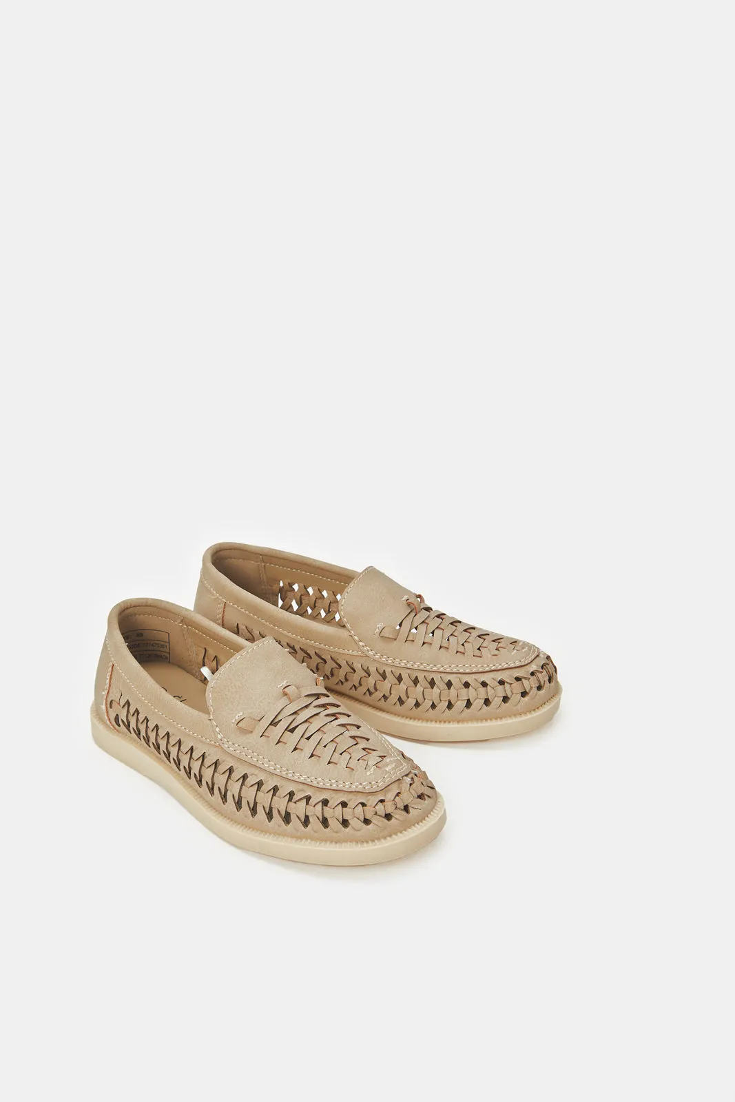 Boys Beige Woven Loafer