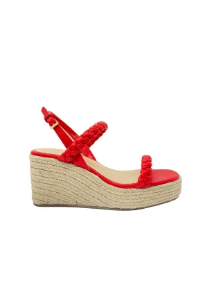 Braided Platform Espadrilles - Red