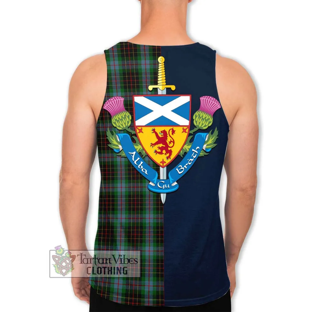 Brodie Hunting Tartan Men's Tank Top Alba with Scottish Lion Royal Arm Half Style