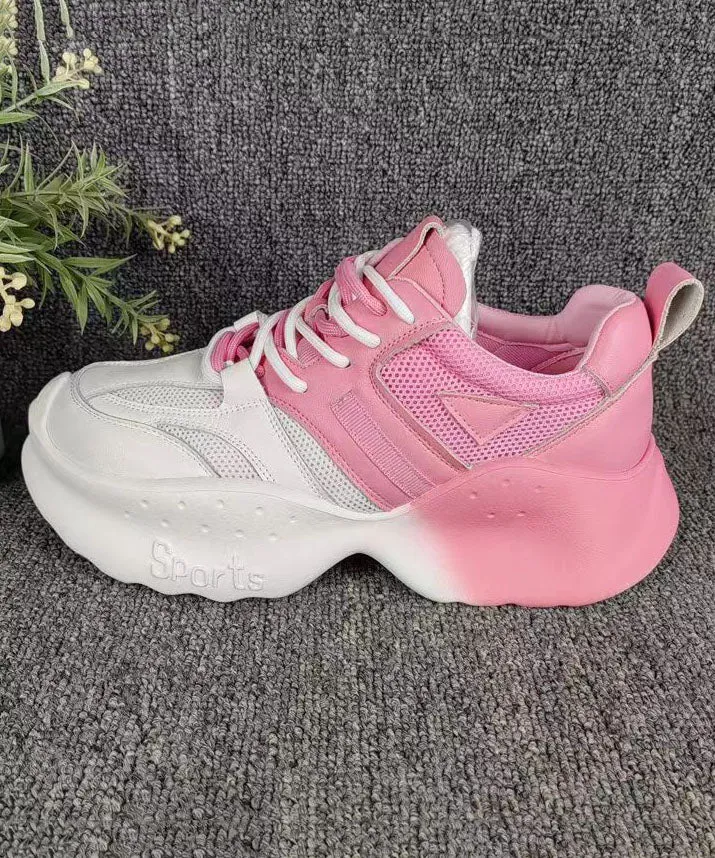 Casual Comfy Gradient Pink Breathable Mesh Platform Sport Shoes DD1005