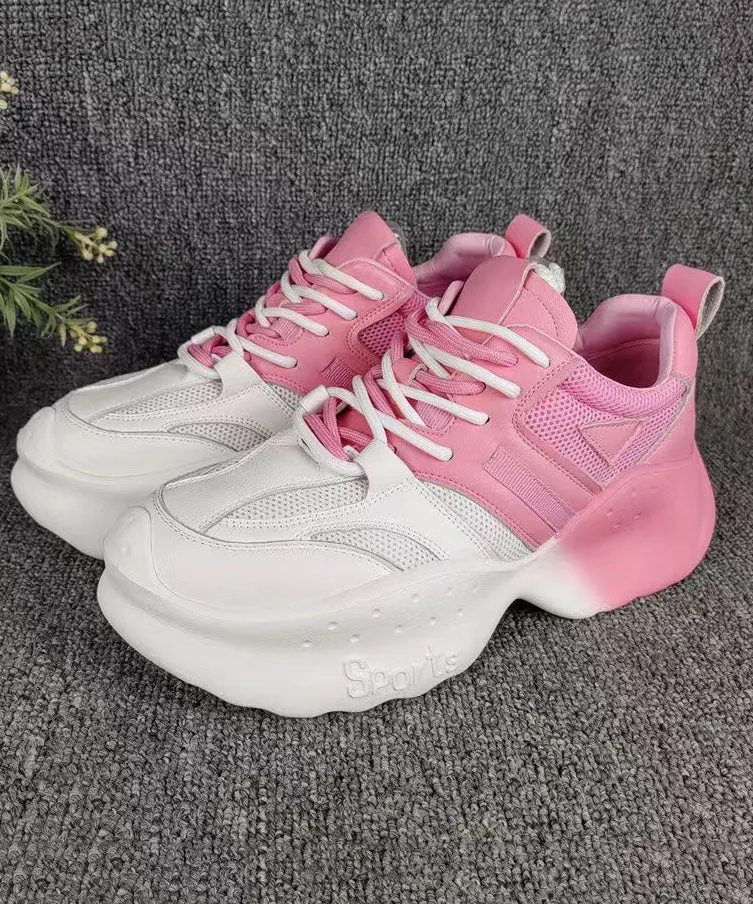 Casual Comfy Gradient Pink Breathable Mesh Platform Sport Shoes DD1005