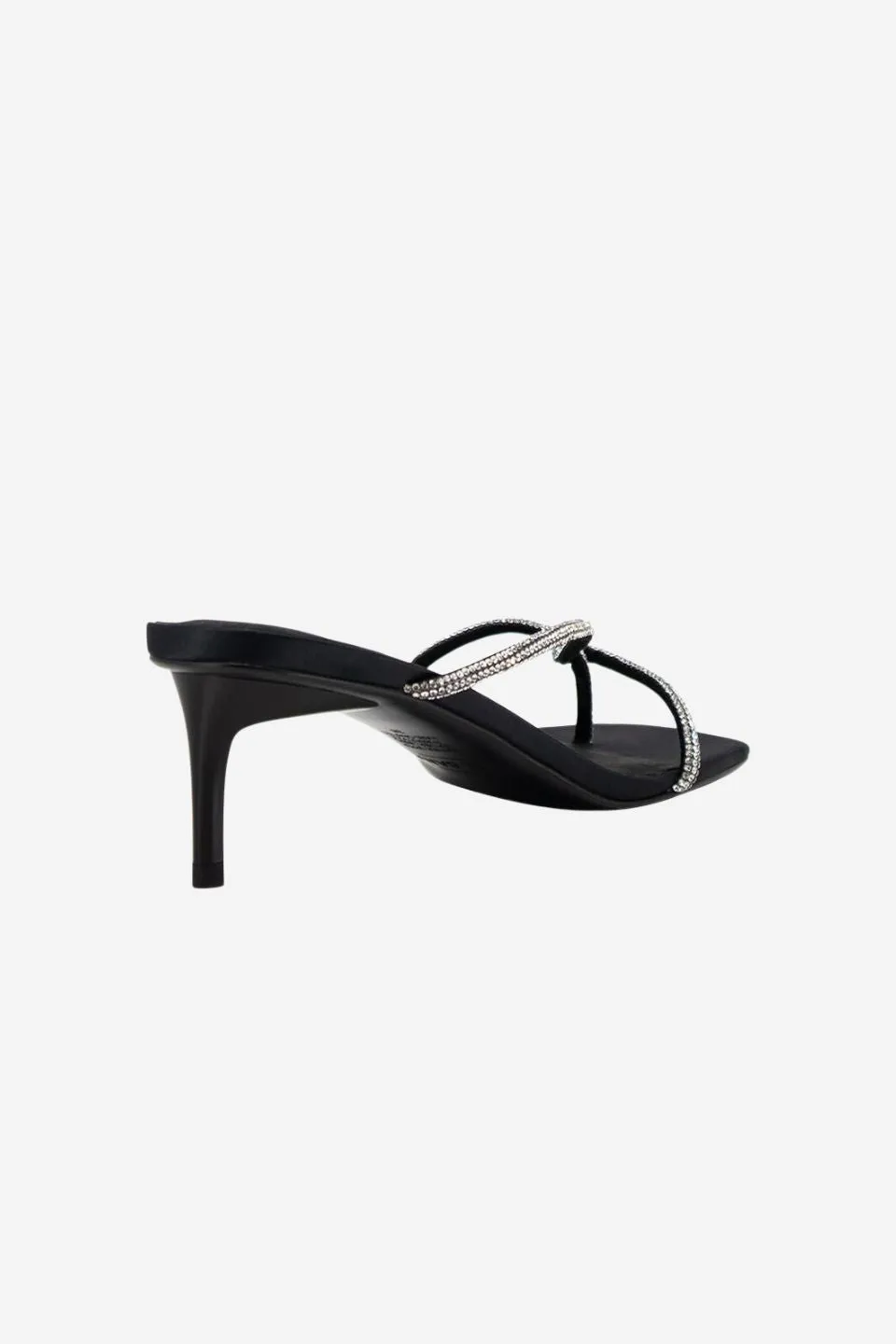 Chrissy Black Crystal Thin Strap Mule Heel