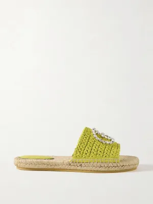 Cora crystal-embellished raffia espadrille sandals