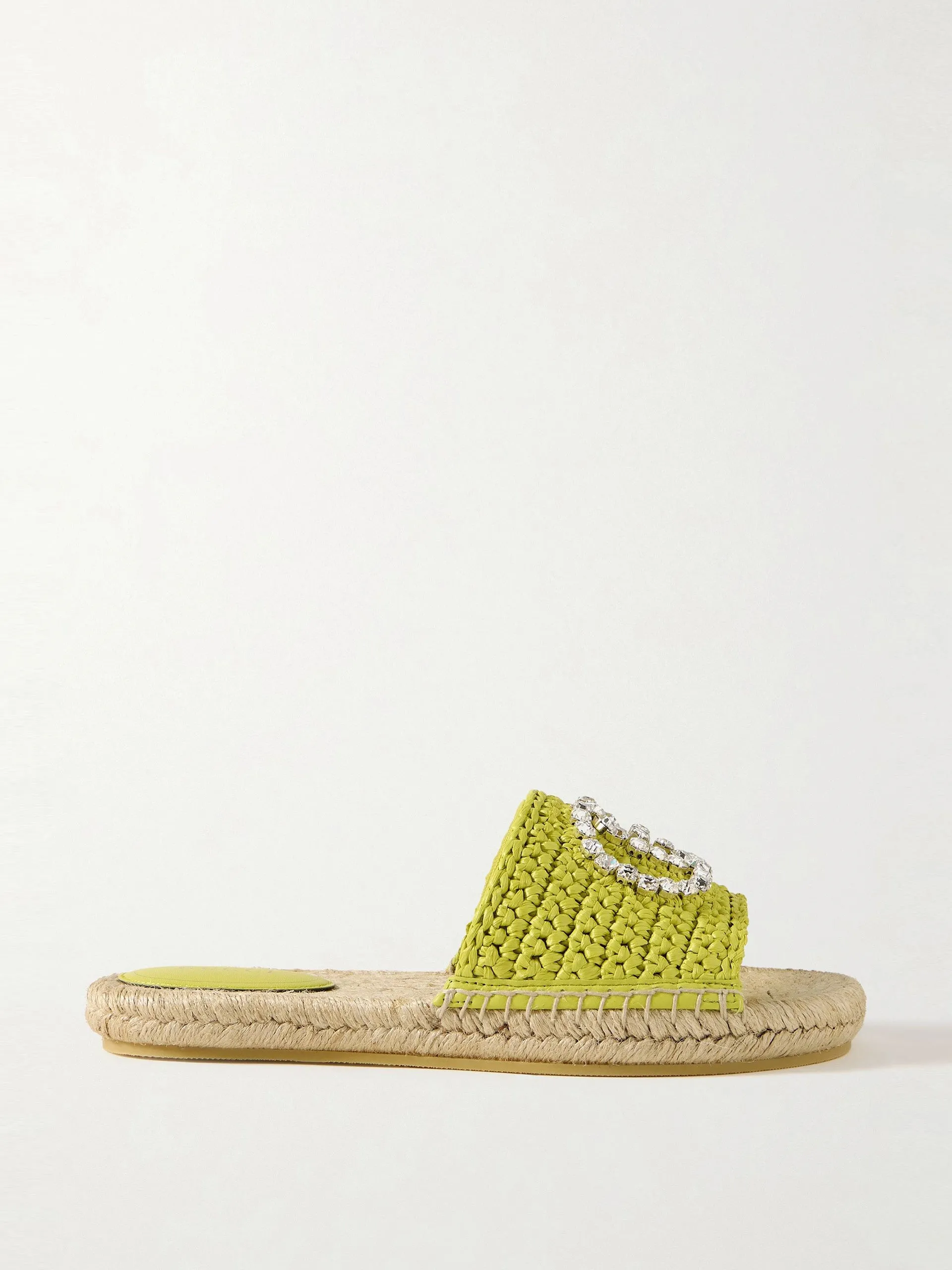 Cora crystal-embellished raffia espadrille sandals