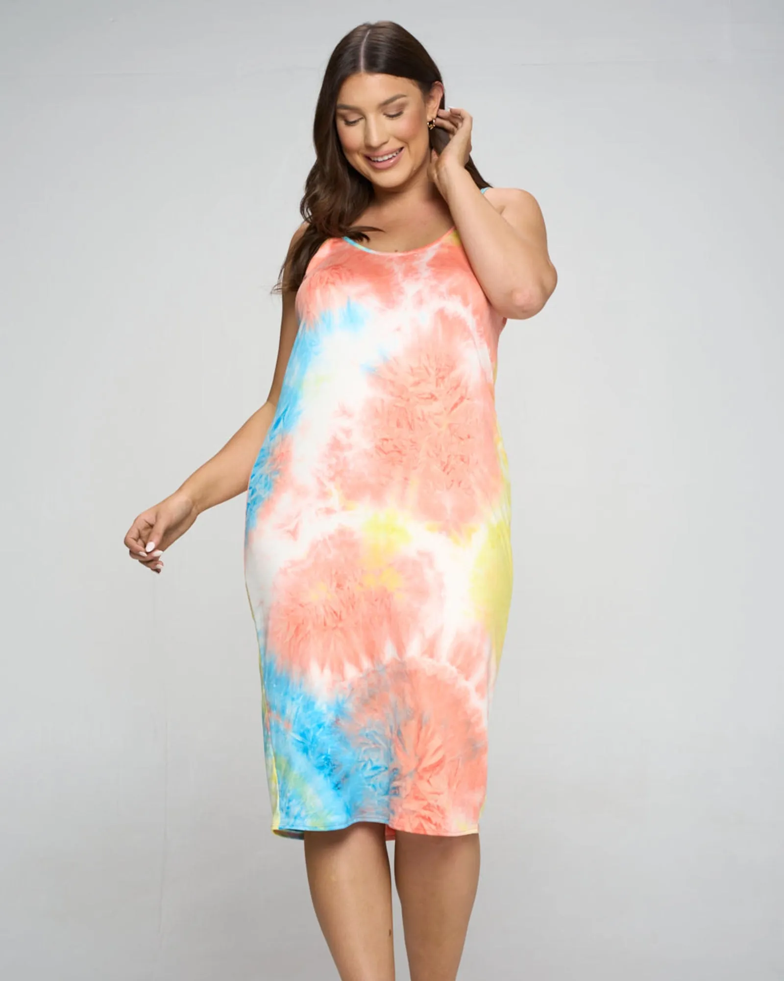 Daisy Midi Dress | Coral/Bright Yellow/Turquoise TD