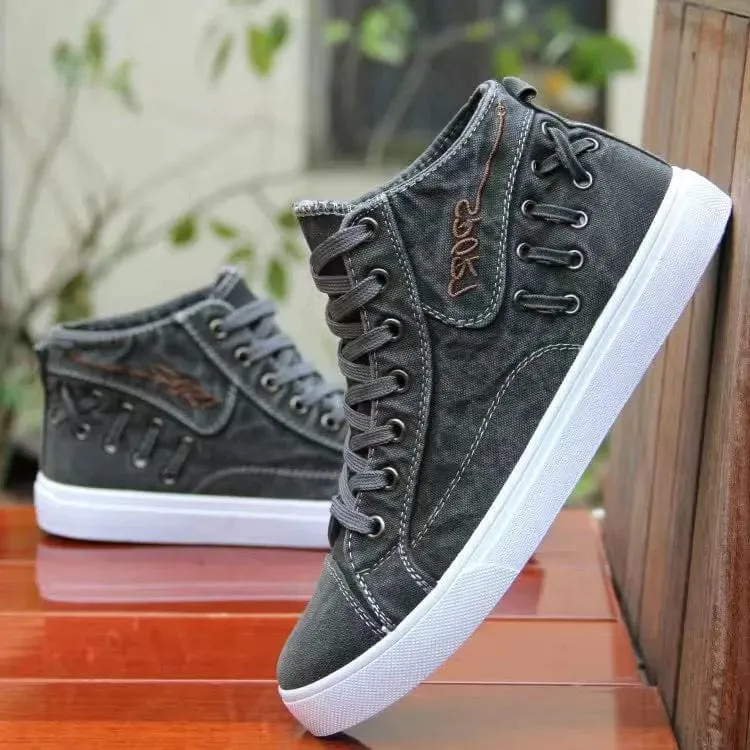 Denim Canvas Men's Sneakers Casual High Top Shoes