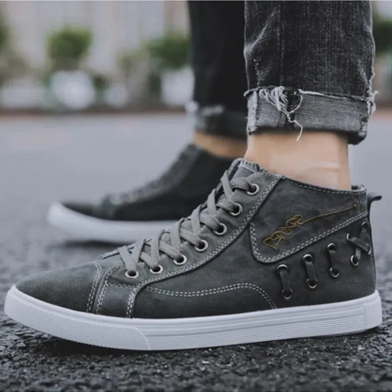 Denim Canvas Men's Sneakers Casual High Top Shoes