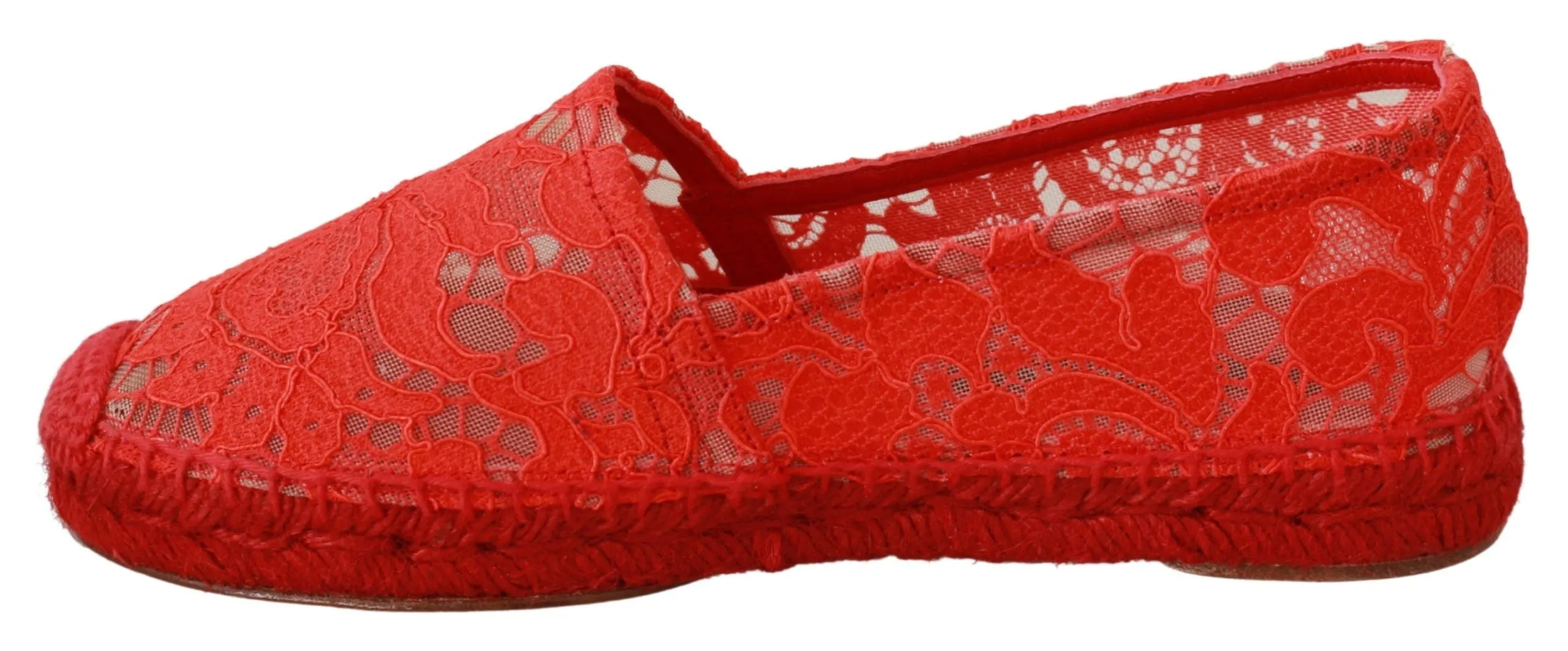 Dolce & Gabbana Red Floral Lace Espadrilles