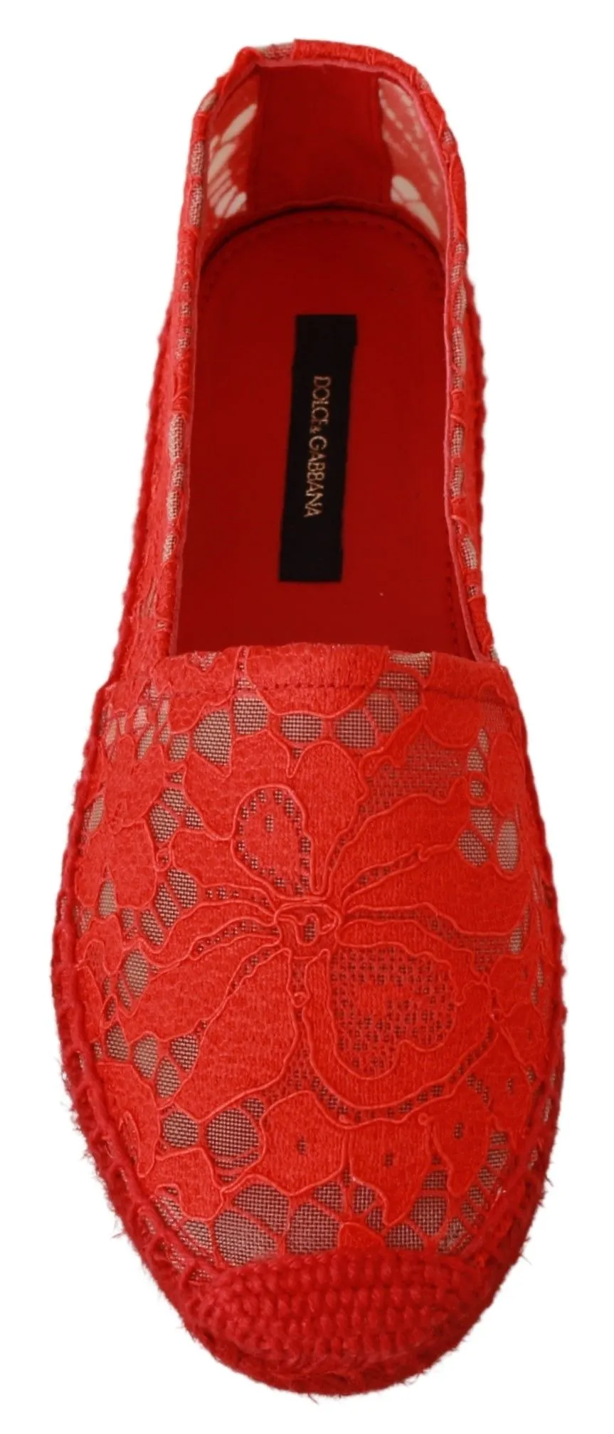 Dolce & Gabbana Red Floral Lace Espadrilles