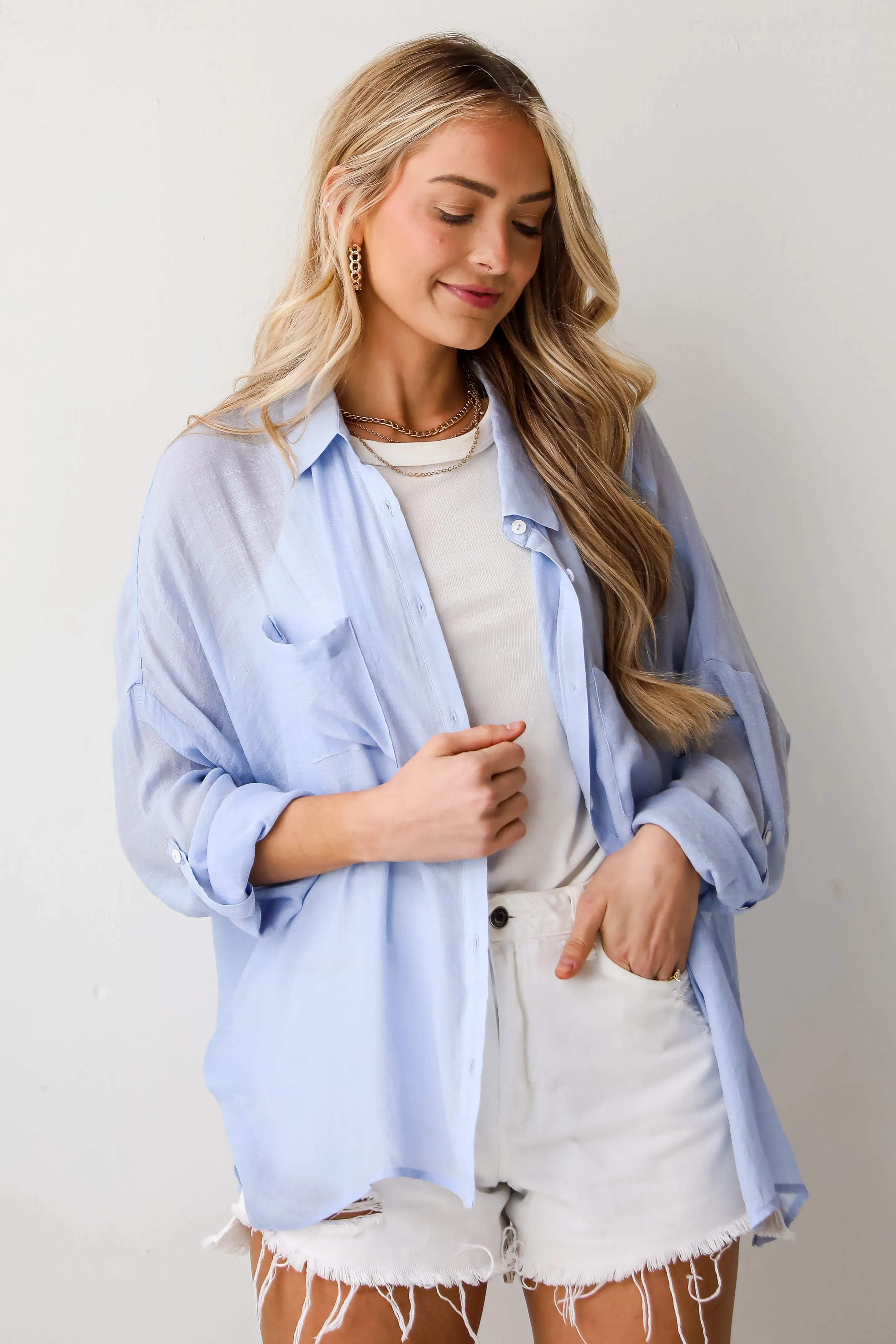 FINAL SALE - Kelsey Oversized Button-Up Blouse - DU DEAL