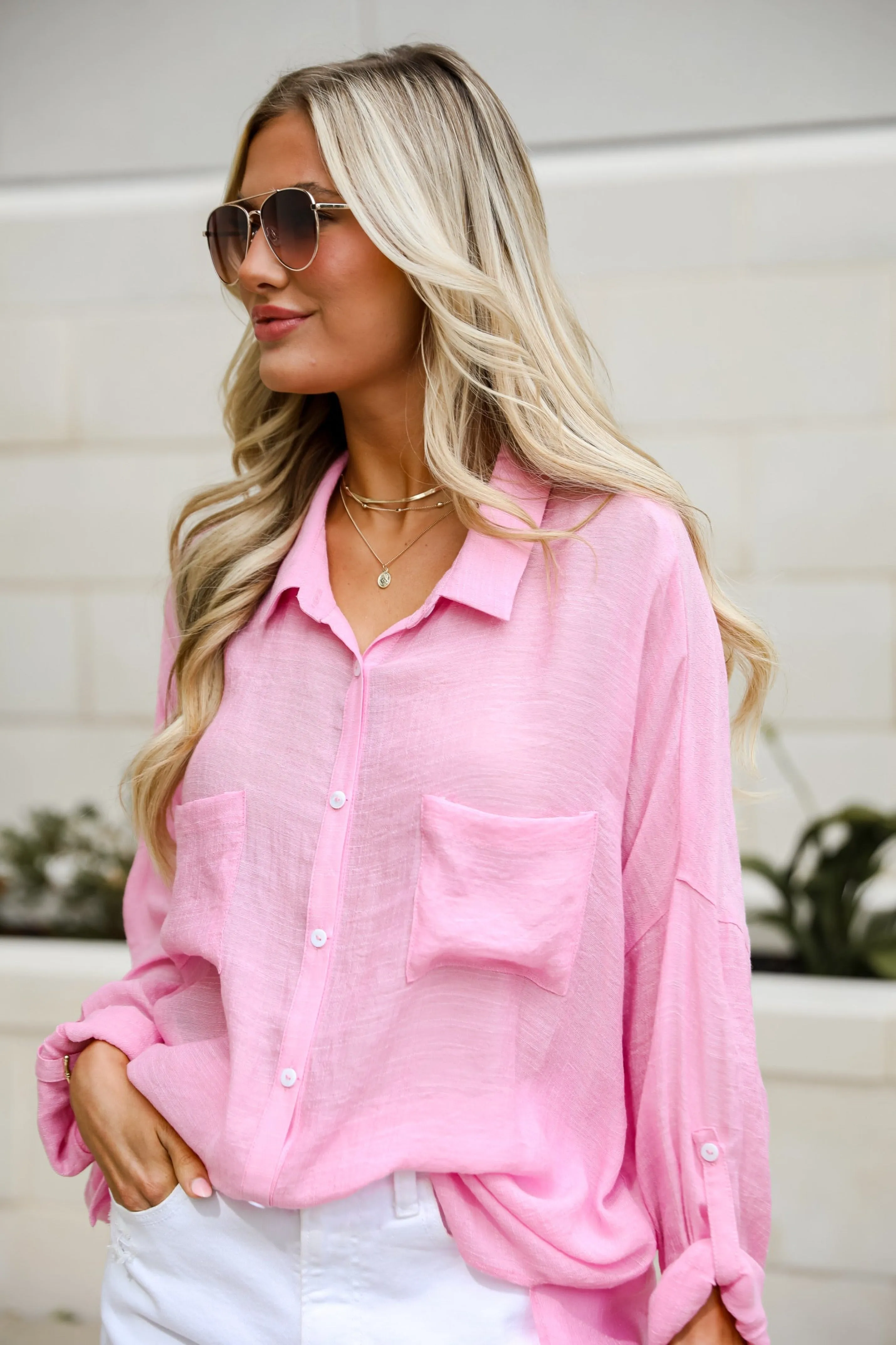 FINAL SALE - Kelsey Oversized Button-Up Blouse - DU DEAL