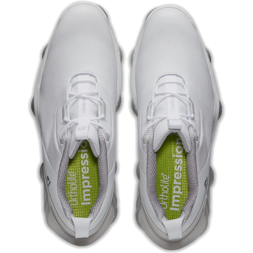 FootJoy Tour Alpha Spiked Waterproof Shoes - White/Grey/Lime