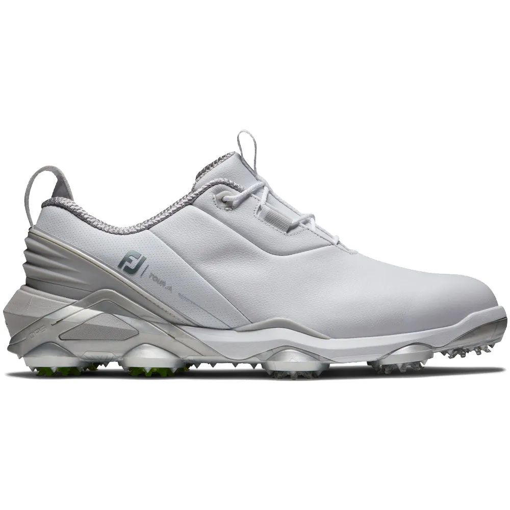 FootJoy Tour Alpha Spiked Waterproof Shoes - White/Grey/Lime