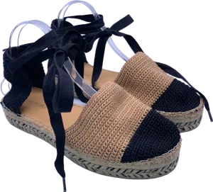 Free People Black/Tan Island Time Wrap Platform Espadrilles EU 41 UK 8