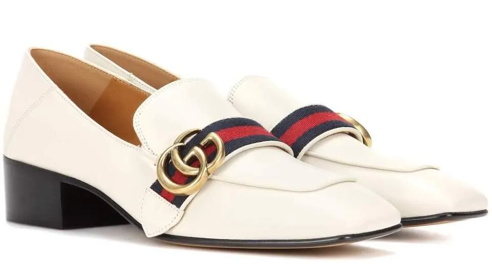 GG Leather Loafers, White