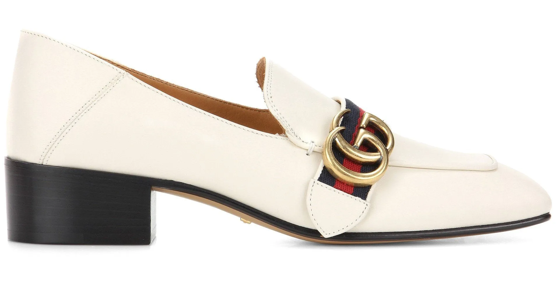 GG Leather Loafers, White