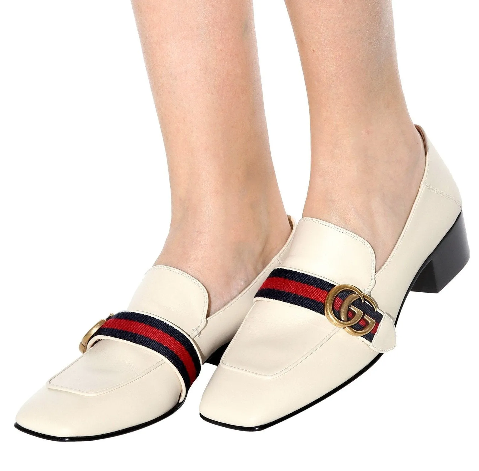 GG Leather Loafers, White