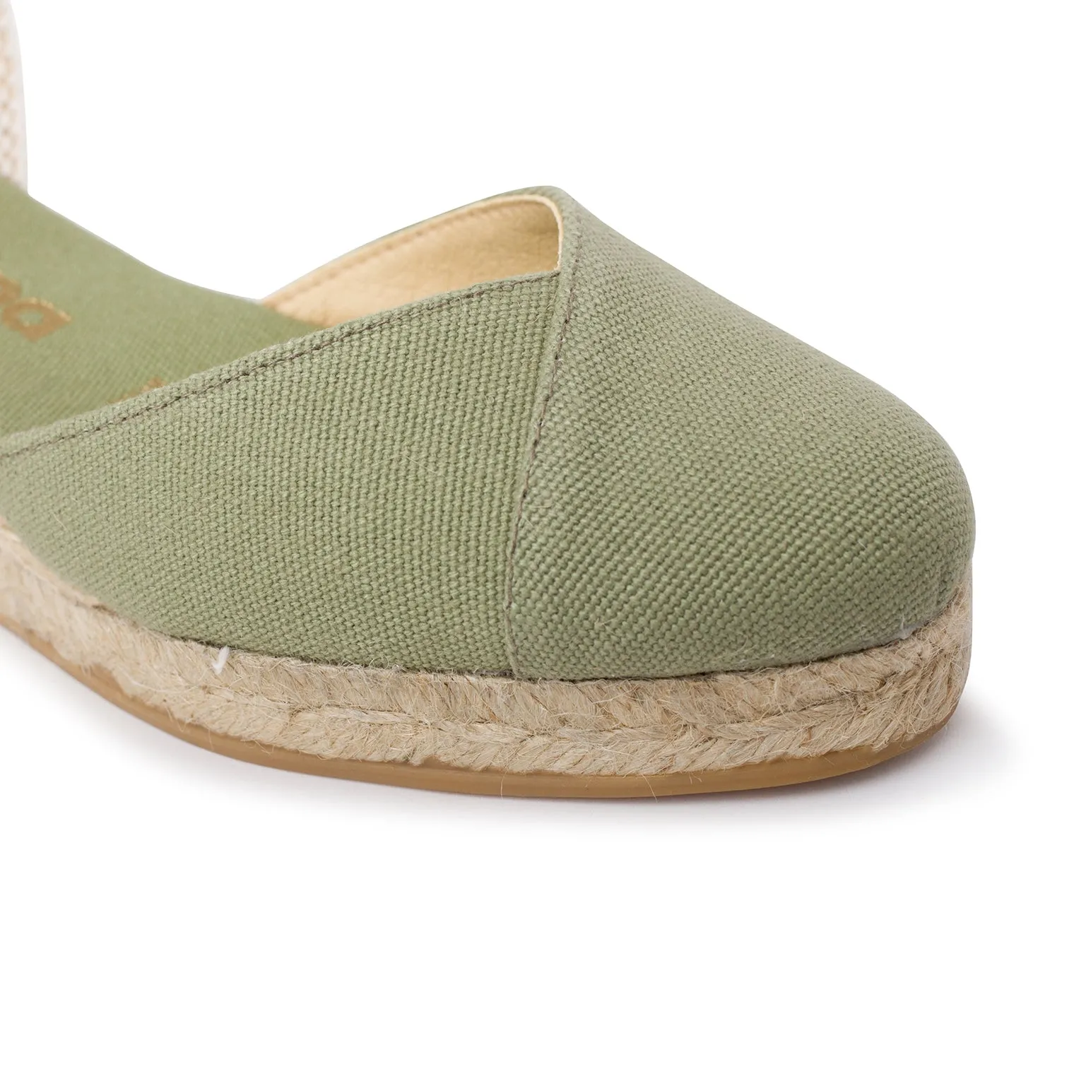 Girona Eco Canvas Vegan Espadrille Wedges - Olive Green