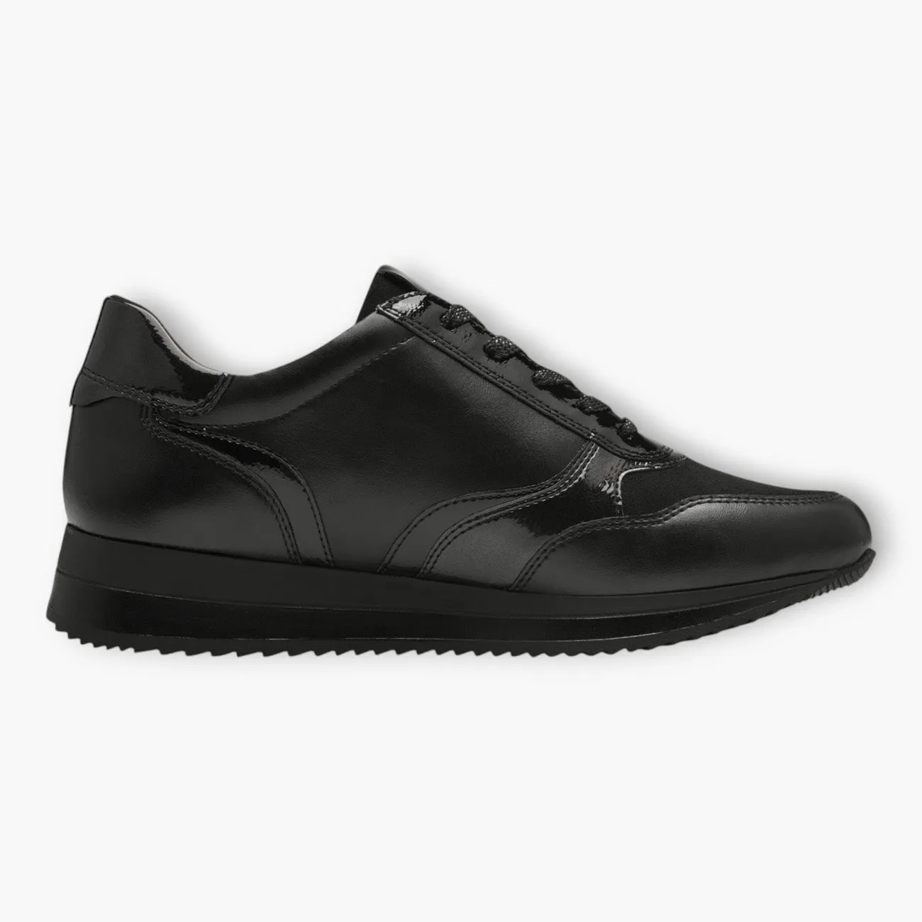 Jana All-Black Trainer-Style Shoes with Wedge Sole and Side Zip